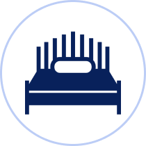 Bed icon with headboard and pillow.